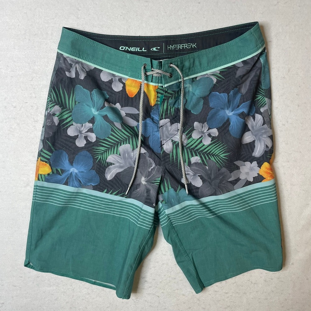 ONeill Hyperfreak Floral Swim Trunks Board Shorts Mens Size‎ 31 Green